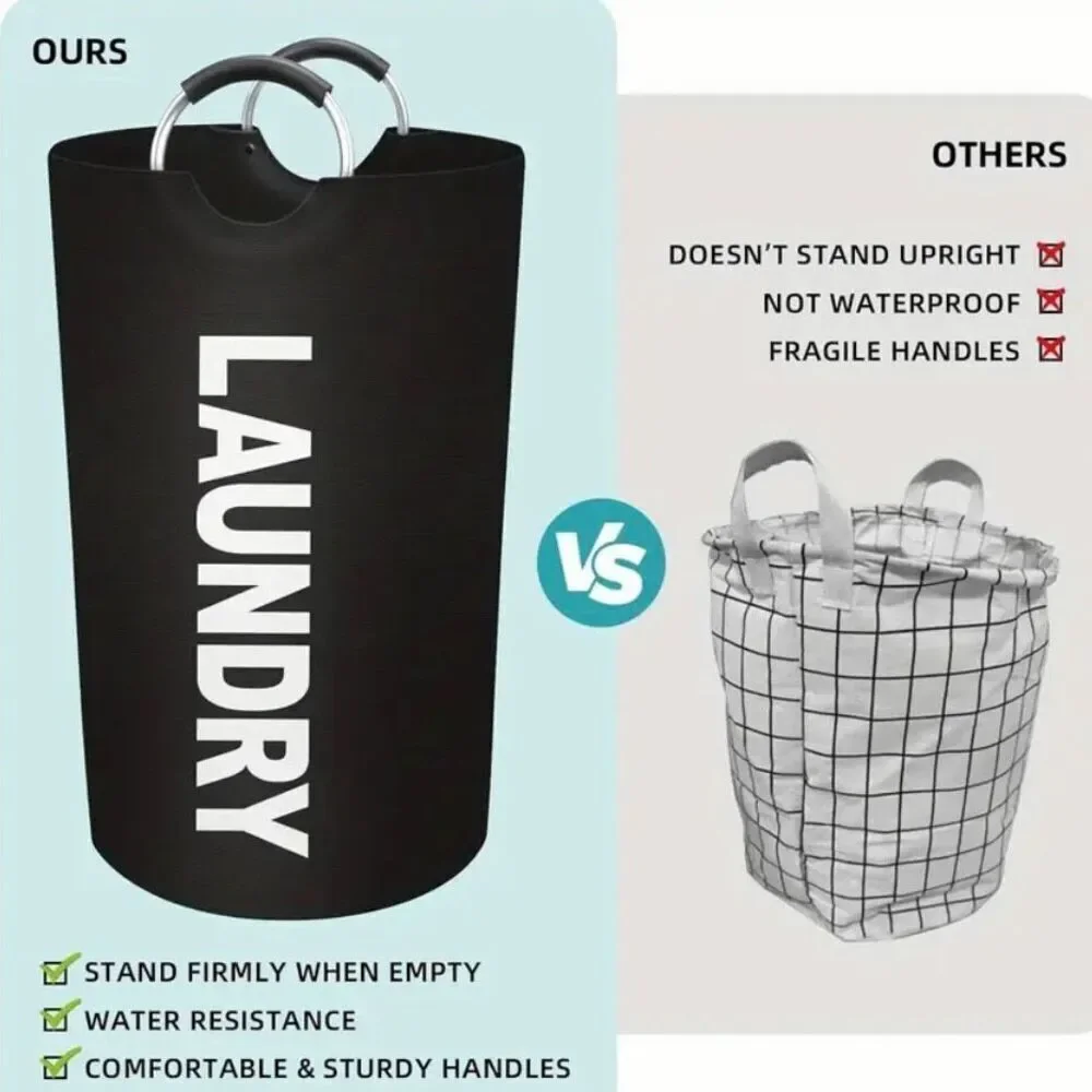 NWT Gorgeous Black 25.1ga Large Collapsible Fabric Laundry Hamper Padded Handles